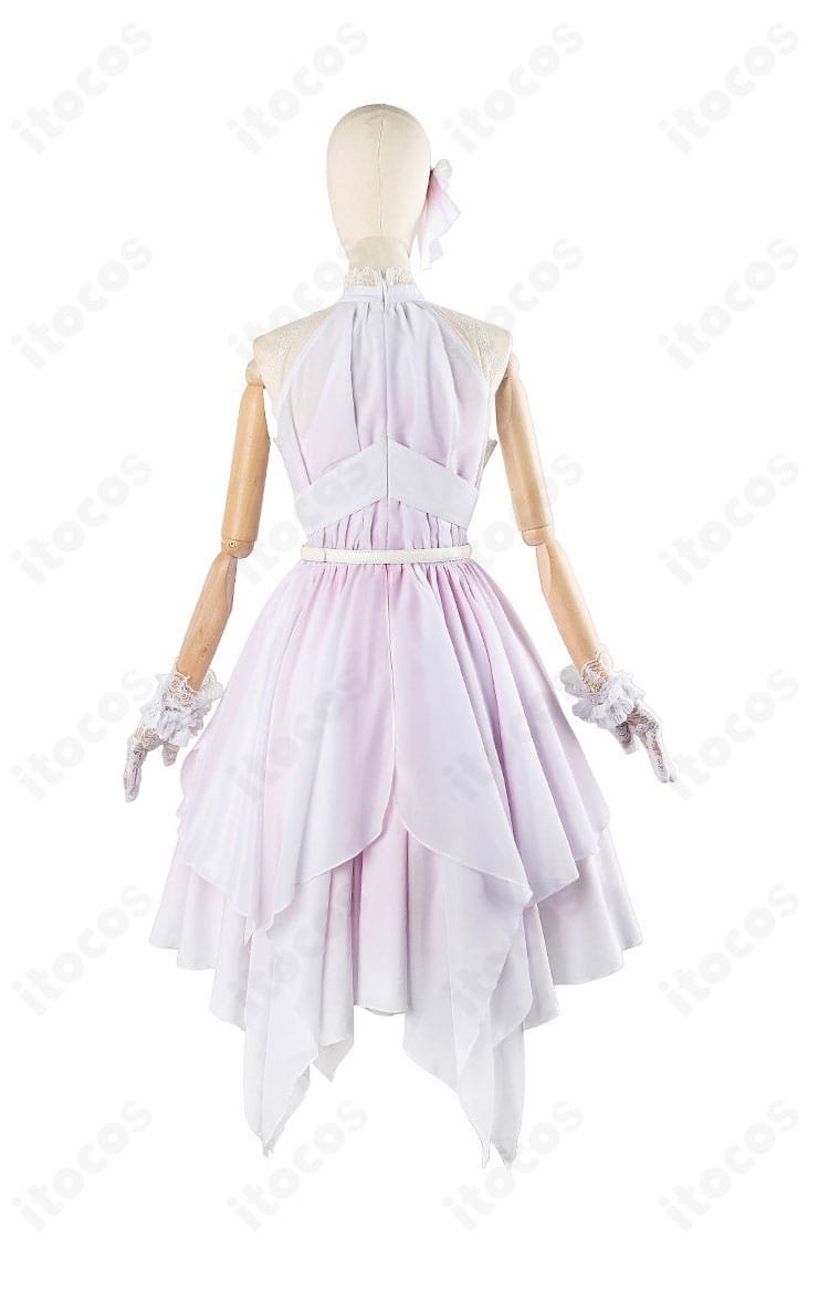 背面図：ベルト位置とスカーフ落ち感が分かる高再現アイドル衣装のバックショット