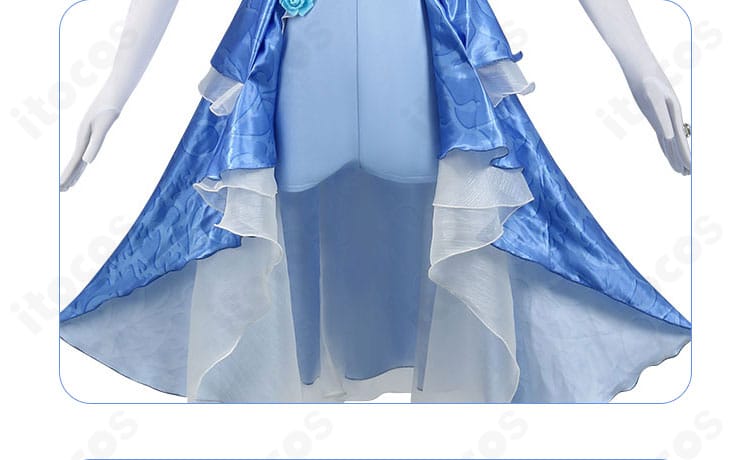 波を追うバラ コスプレ衣装のスカート装飾と裾の意匠ディテール