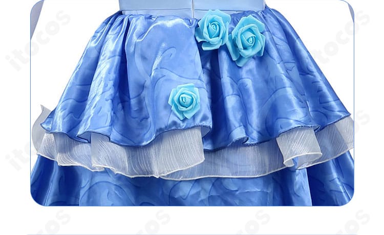 波を追うバラ コスプレ衣装のスカート背面装飾のディテール