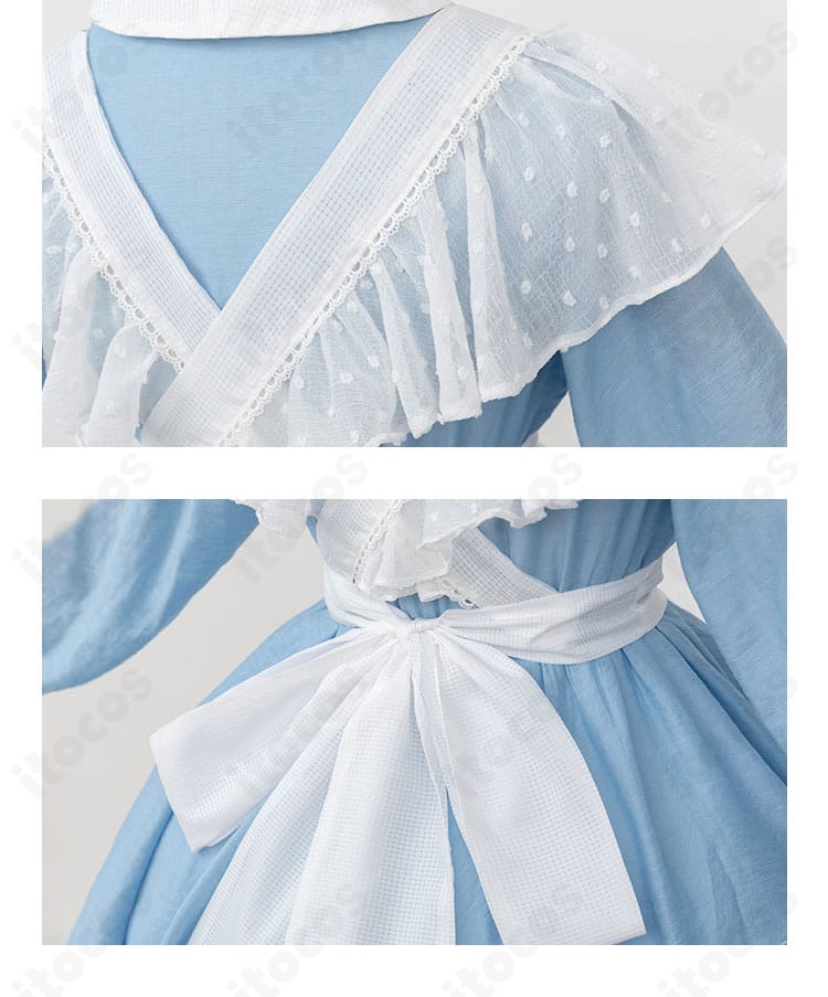 木之本桜 アリス風メイド衣装の背面装飾ディテール。背中の結びとフリルの重なりを確認できる画像。