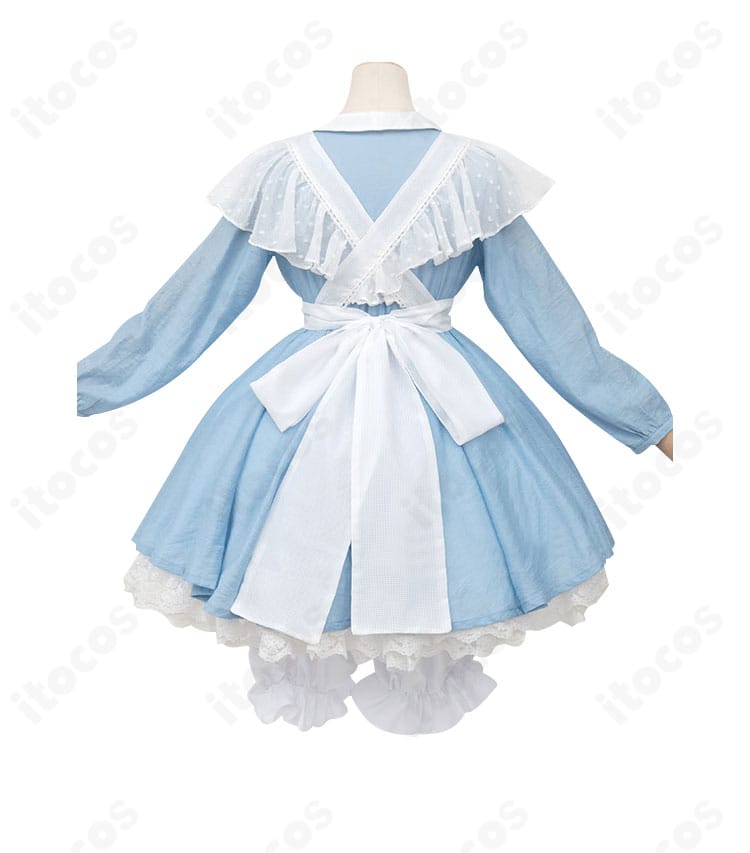 木之本桜 アリス風メイド衣装の背面。ウエストリボンと背面装飾が映えるデザインでフィット調整が可能。