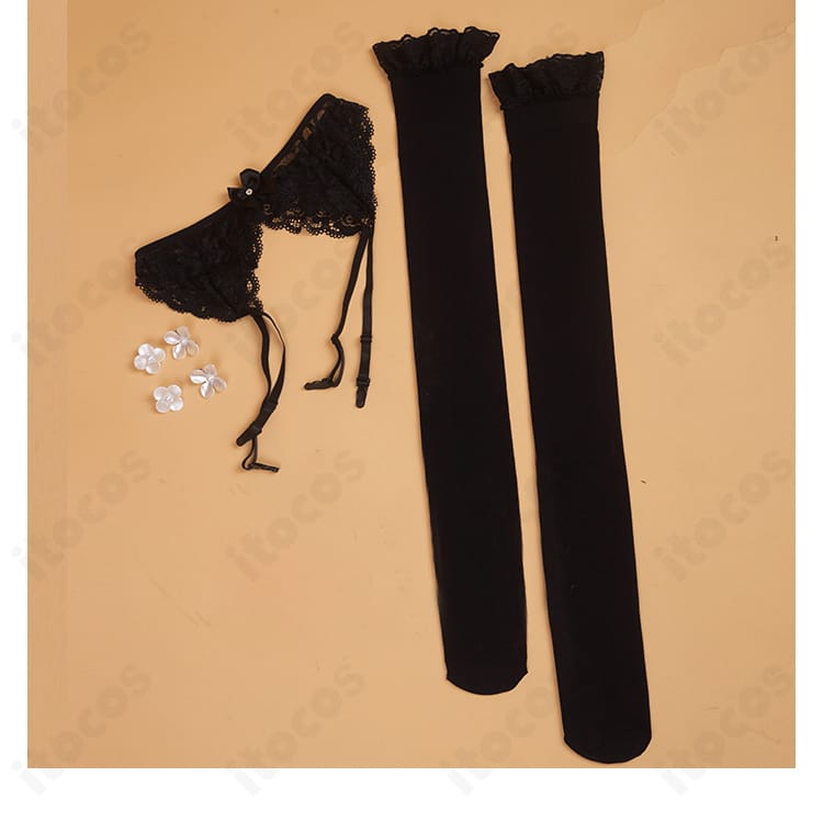 HK416 星の繭 ガーターベルトと耳飾りのディテール。立体感ある装飾で近距離撮影にも対応