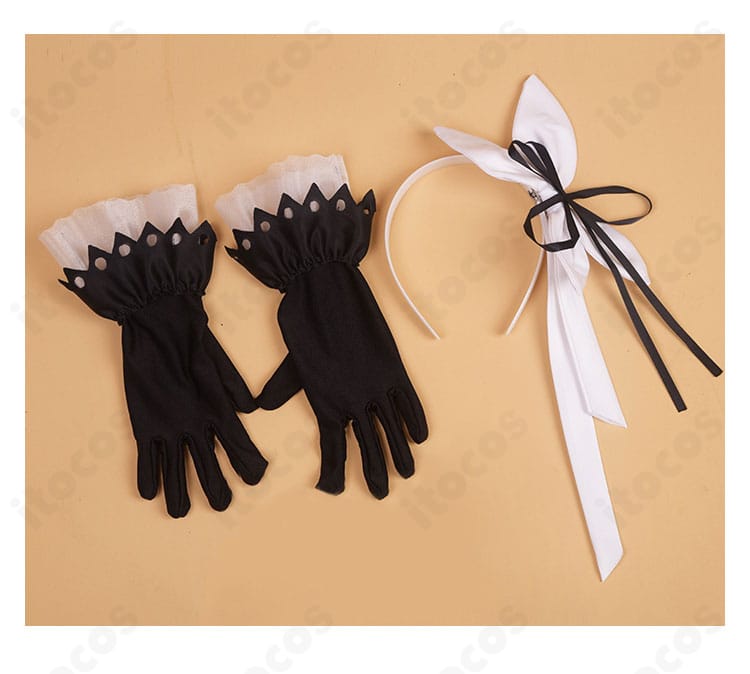 HK416 星の繭 髪飾りと手袋のディテール。金具と縁取りを用いた精緻な装飾再現