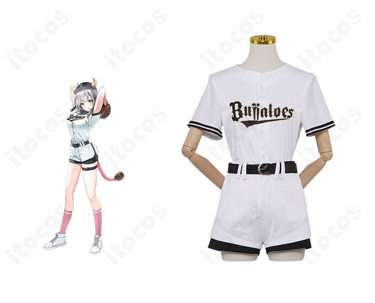 白銀ノエル×オリックス・バファローズコラボ衣装の正面と装飾ディテール