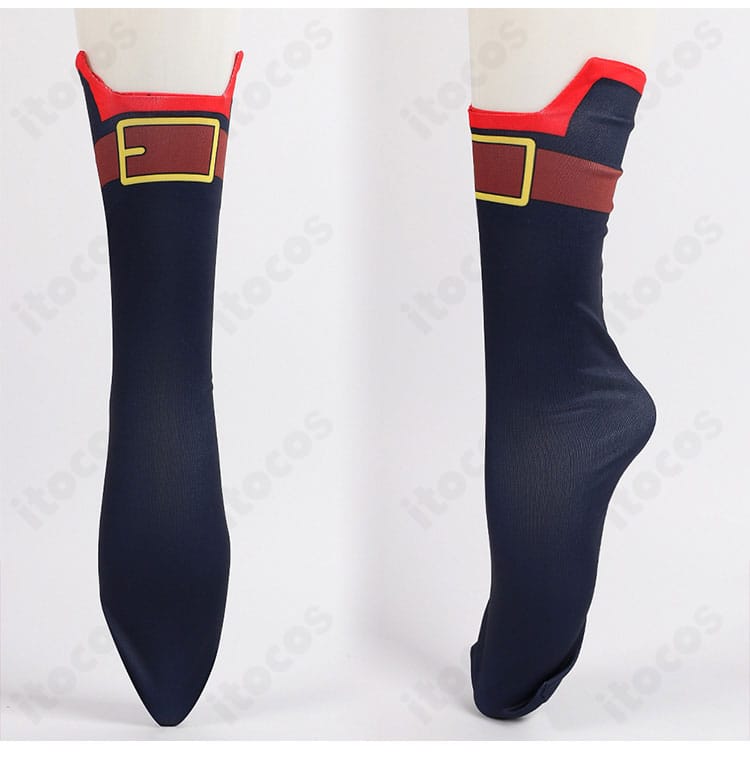 靴下の装飾部分の近接カット。編み目と端処理の丁寧さを見せるディテール