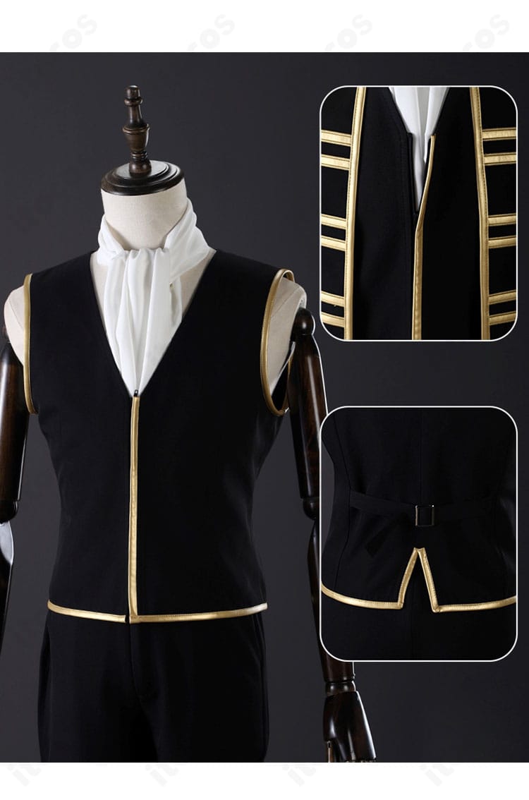 銀魂 真選組隊服の装飾ディテール。金色パイピングとパーツ配置を近距離で表現。