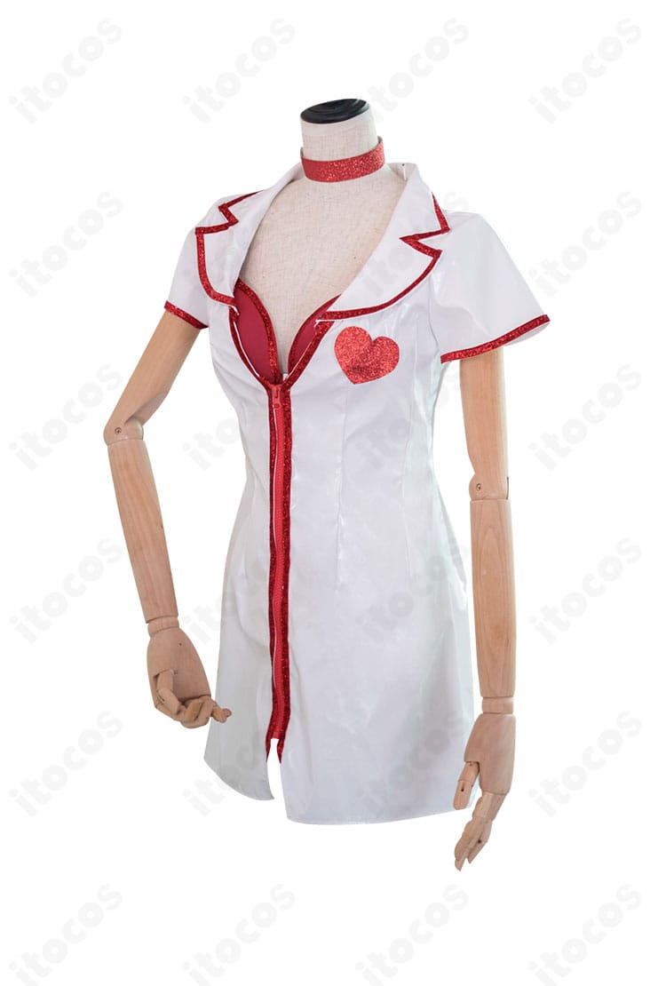 喜多川海夢 ナース衣装の装飾細部。刺繍と縫製ライン、アクセントパーツの質感が確認できるアップ。