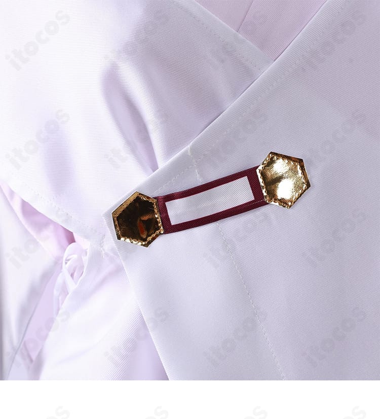 【推しの子】黒川あかね 鞘姫ver. コスプレ衣装の襟元装飾部分。精密な意匠と素材感、縫製の仕上がりを捉えた接写。