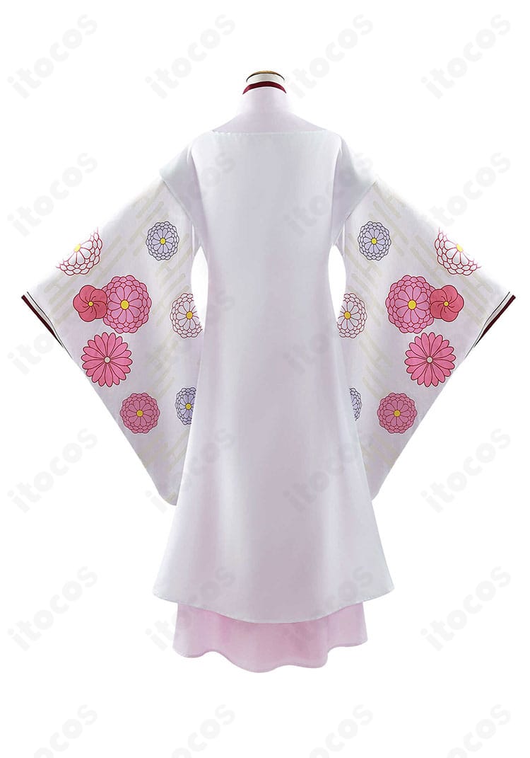 【推しの子】黒川あかね 鞘姫ver. コスプレ衣装の背面。背中の切替え線とファスナー位置、ドレープ感などのディテールを示す画像。