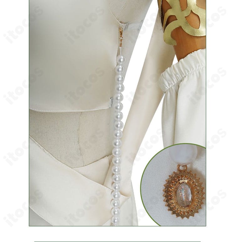 別角度の腰飾り詳細。装飾の層構成と留め具位置を確認できる星神「豊穣」薬師コスプレ