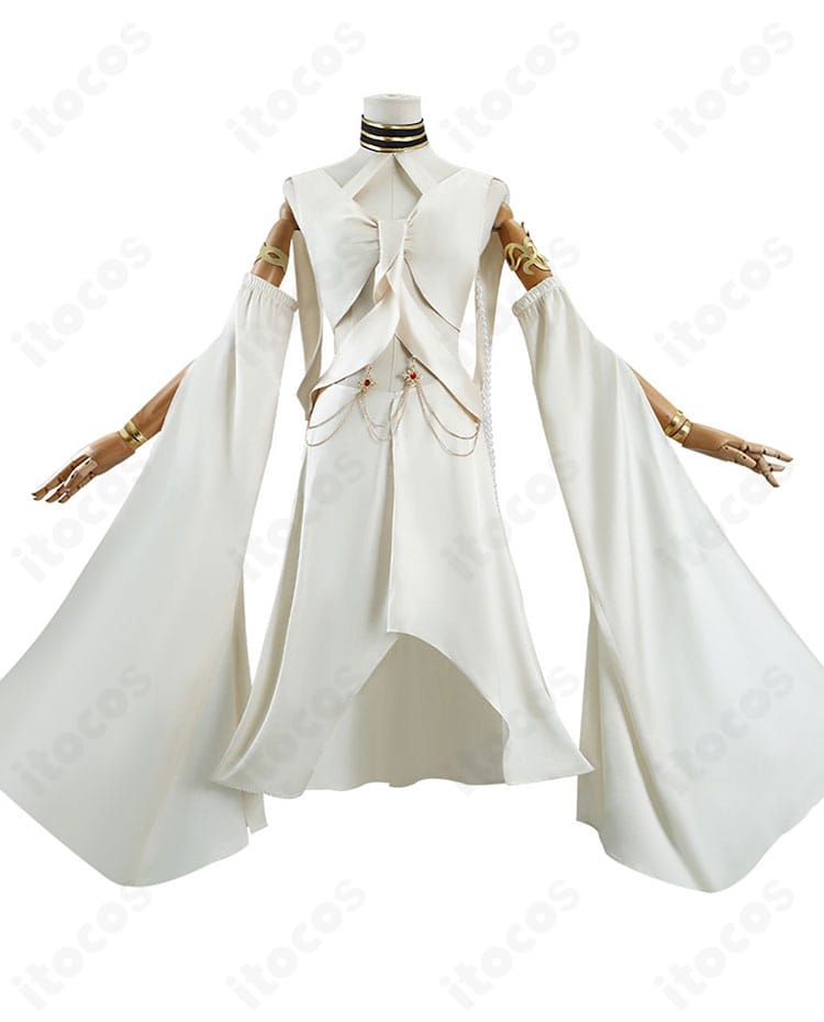 正面図。胸元の意匠やトップス〜スカートのライン、装飾配置が確認できる星神「豊穣」薬師コスプレ衣装