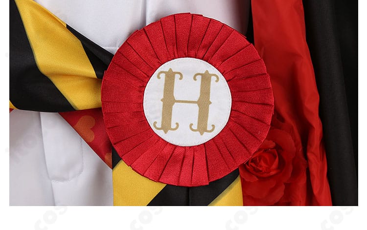 エース・トラッポラ 寮服コスプレ 腰ひも装飾のディテール：結び目と垂れの長さの見え方