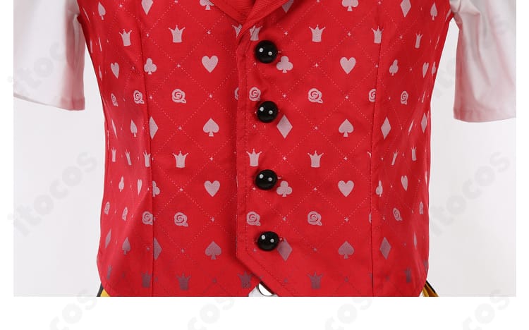 エース・トラッポラ 寮服コスプレ インナージャケット襟元ディテール：襟の形状と縁取りの仕上げ