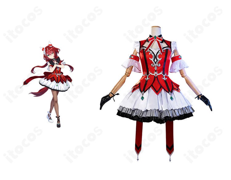 ウマ娘 ウインバリアシオンの勝負服コスプレ衣装一式とキャラクターイメージを合わせた全体写真