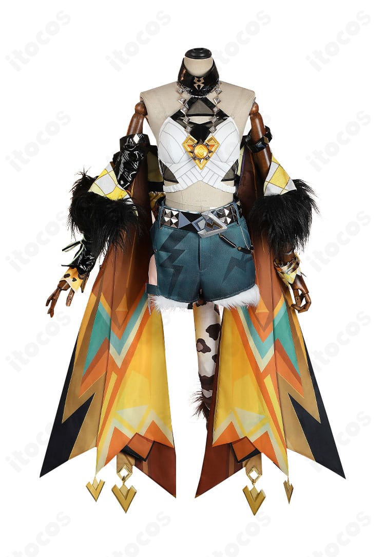 原神 シロネン衣装の正面全身。外套のハリとトップス＆ショートパンツのラインが分かるフルビュー。