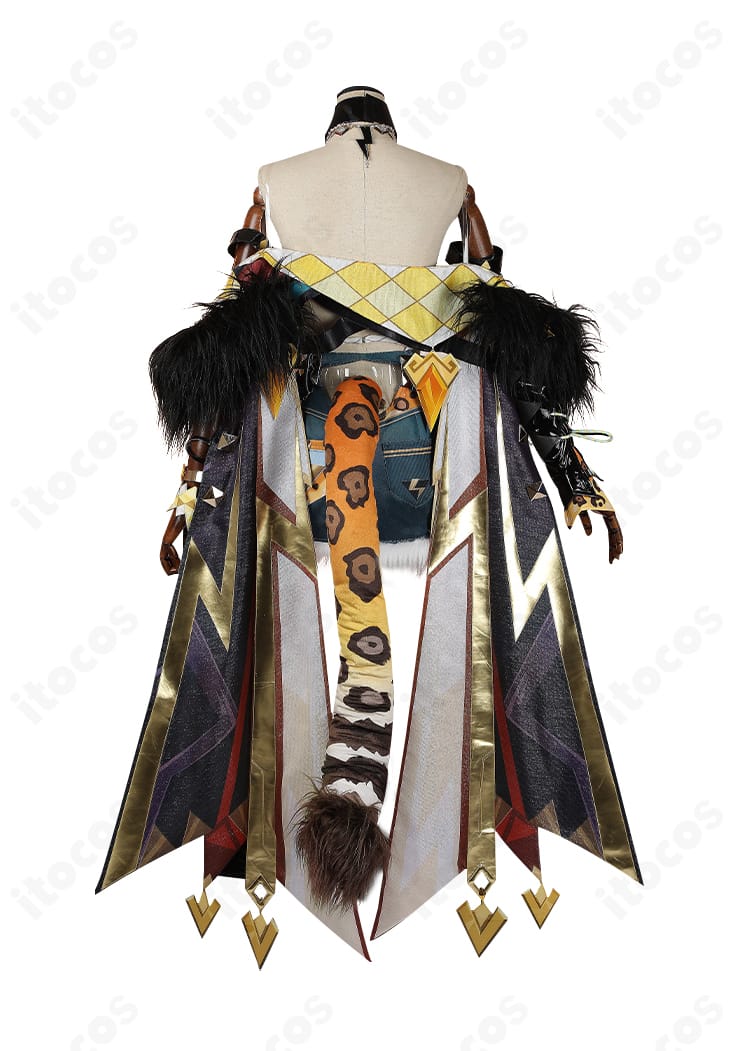 原神 シロネン衣装の背面。外套の後ろ姿と背面装飾の配置、尾の長さを忠実に表現。