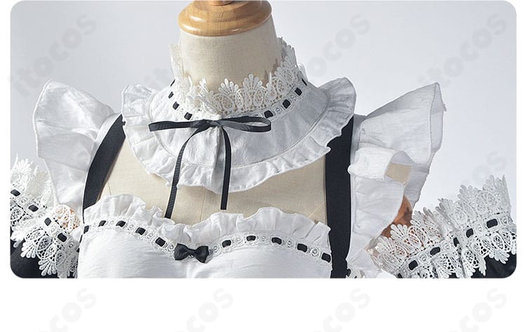 Re:ゼロ レム／ラム メイド服の首元リボン装飾ディテール。可愛いリボンで清楚な印象を演出。