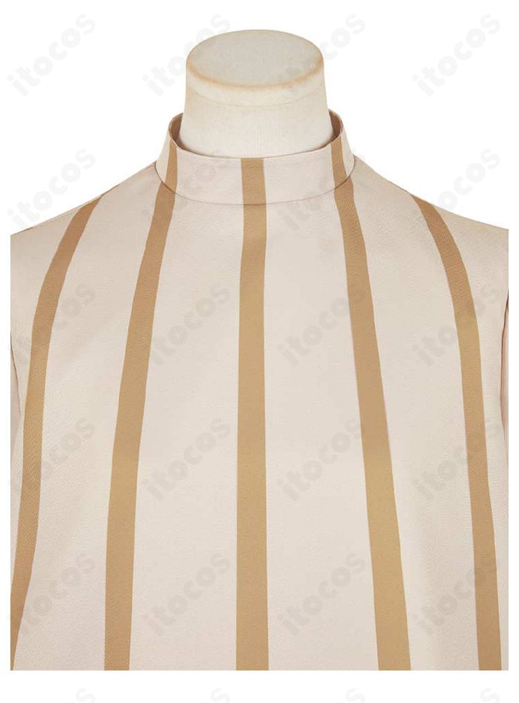 マルシル・ドナトー衣装 襟元装飾のクローズアップ。縁取りと意匠のディテール