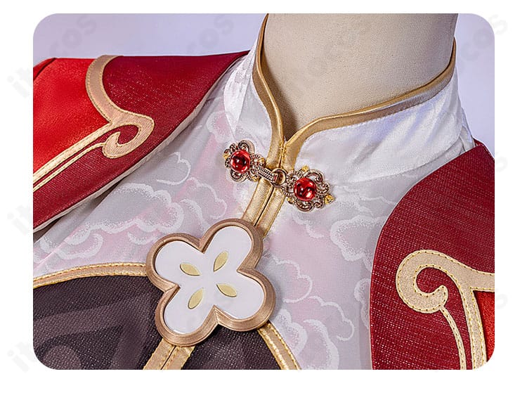 三月なのか 巡狩Ver. 衣装の襟元ディテール。刺繍と装飾パーツの近接写真