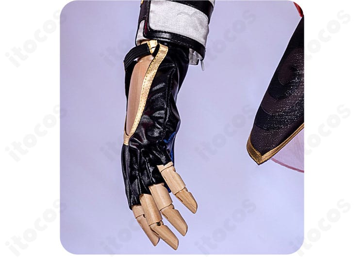 三月なのか 巡狩Ver. コスプレ衣装の手袋ディテール。質感とステッチのアップ