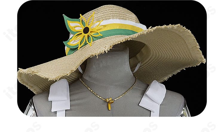 白石杏『優しい記憶』の帽子アクセ。リボンと装飾パーツの立体感と配色がわかるアップショット。