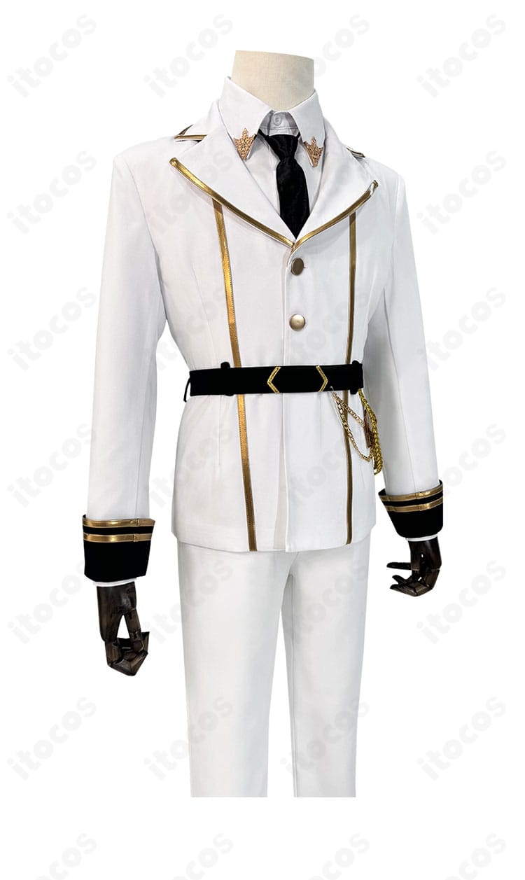 インナー正面の細部画像。シャツの質感と胸元の開き、ネクタイのバランスを鮮明に表現。