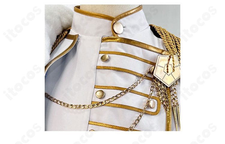 御影玲王 天使ver.コスプレ衣装の襟元装飾と配色のアップ