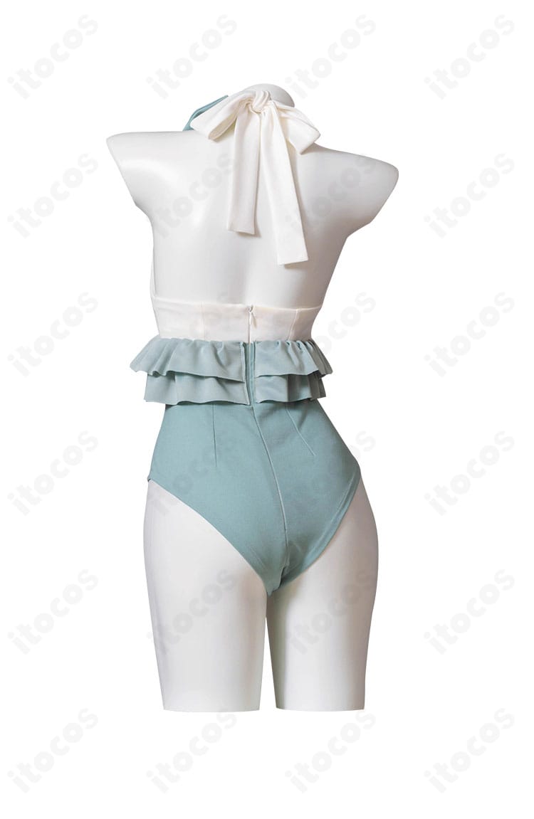 FGO エレシュキガル 9周年水着コスプレ衣装の背面全身。背中のラインとストラップ構成、ヘムのディテールが見える