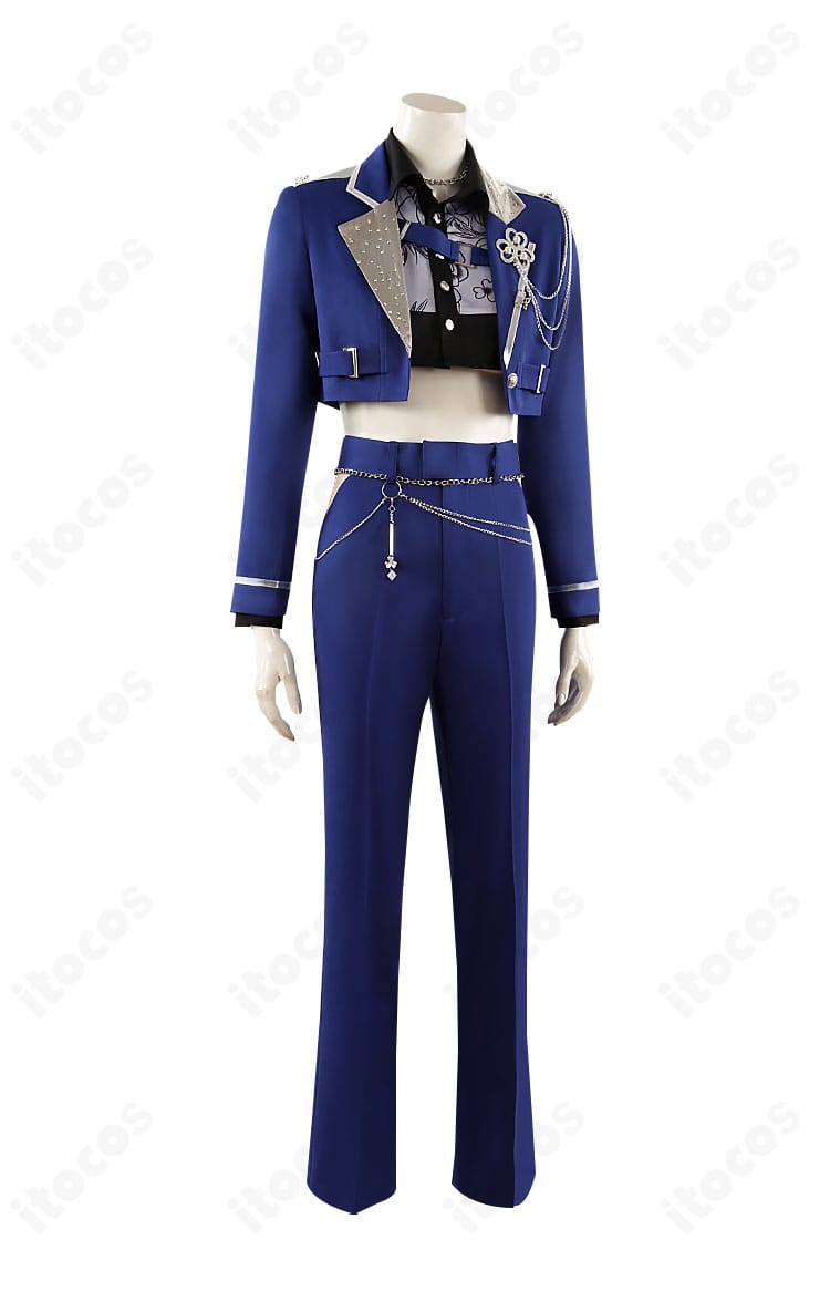 桐谷遥コスプレ衣装の側面ディテール。シャツのレイヤー感とベルト位置、装飾の配置が分かる角度。