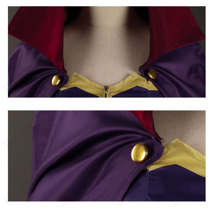 セフィーロ衣装の襟元装飾アップ。刺繍調の意匠と縁取りが立体的に見えるディテール。