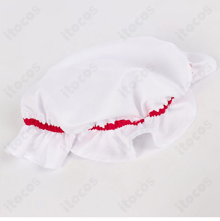 サティ衣装 帽子ディテール。形状と素材感が見えるアップ写真