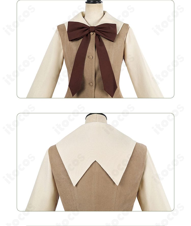 蝶結びと披肩風装飾のアップ。大道寺知世の特徴的アクセントを丁寧に再現した意匠。