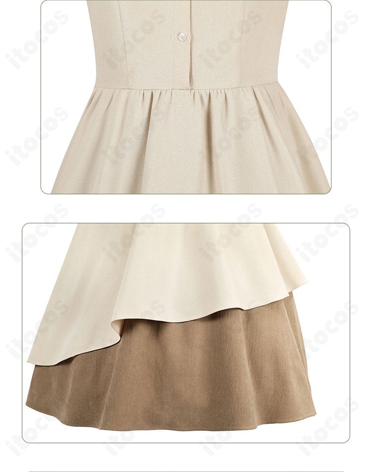 ウエストとスカート装飾の近接。位置関係とディテールの精密さが分かる大道寺知世私服再現。