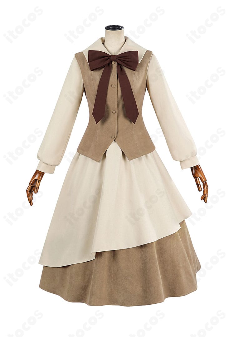 大道寺知世 秋冬私服コスプレ衣装の正面。ベストとワンピースのシルエットがわかる高品質仕立て。