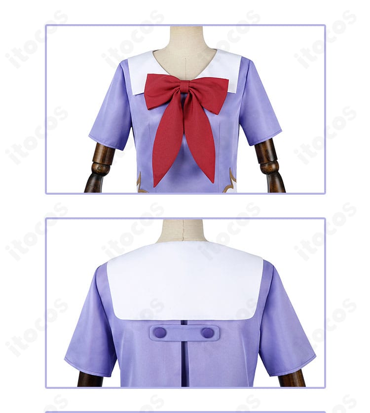 未来日記 我妻由乃 制服コスプレの蝶ネクタイとショール風スカーフのディテール接写