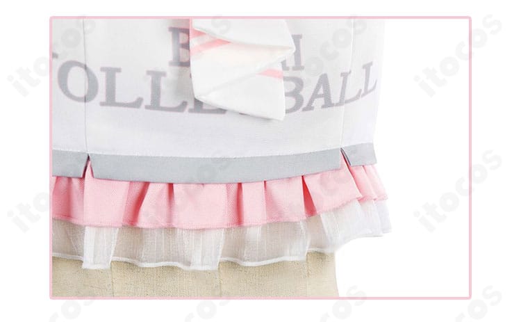 南ことり チアガール衣装の裾飾りと配色ラインの近接ディテール画像