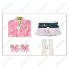 鬼滅の刃 甘露寺蜜璃 街着姿コスプレ衣装。高再現で快適、撮影やイベントに最適 - 3枚目の画像（サムネイル）