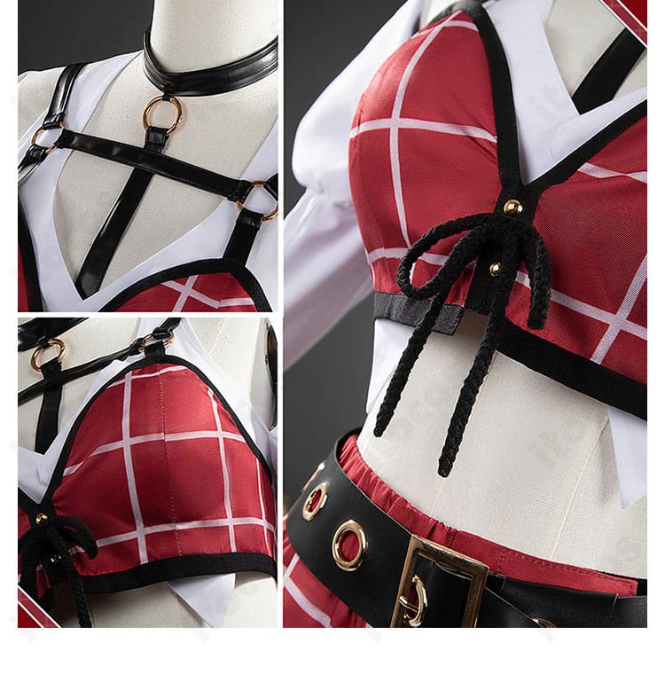 ネックレスと襟元装飾のクローズアップ。光を抑えた質感で上品に映えるアクセサリー。