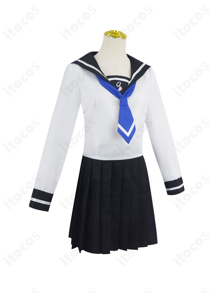 菜なれ花なれ 小父内涼葉 コスプレ衣装・右側面図。披肩風パーツとプリーツスカートのシルエットがわかる角度。