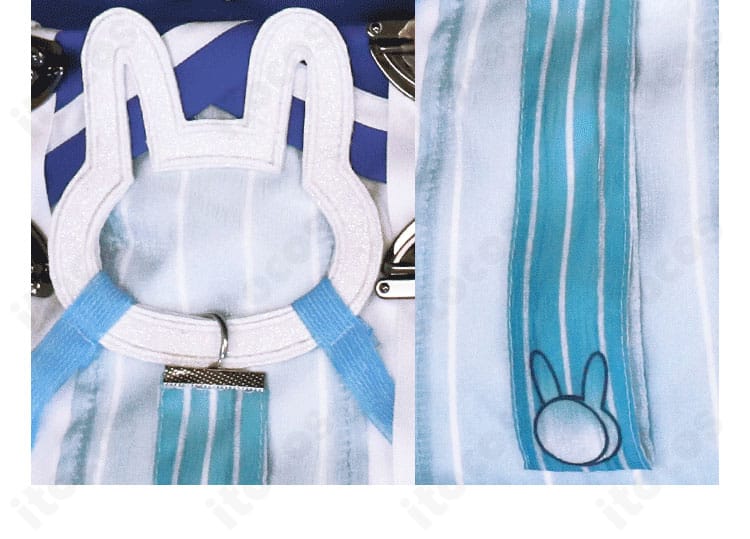 ラフィーII コスプレ衣装のアクセサリー近影。うさぎモチーフとニンジン小物が可愛らしさを演出。