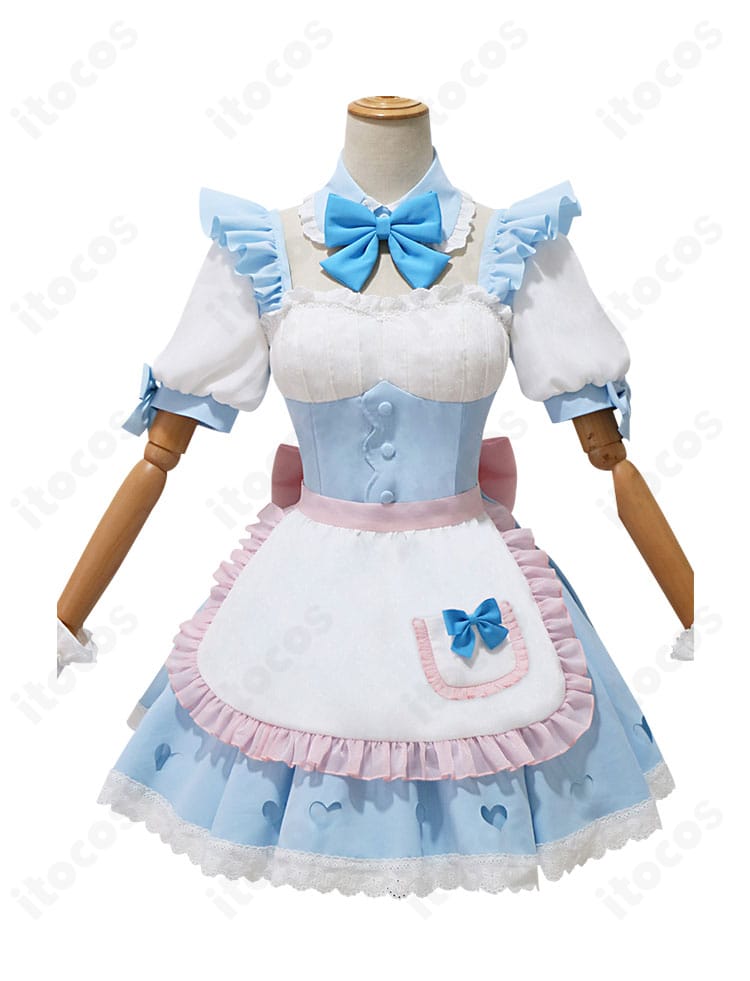 正面からのワンピースとエプロンを強調したレムの夢かわメイドデザイン。