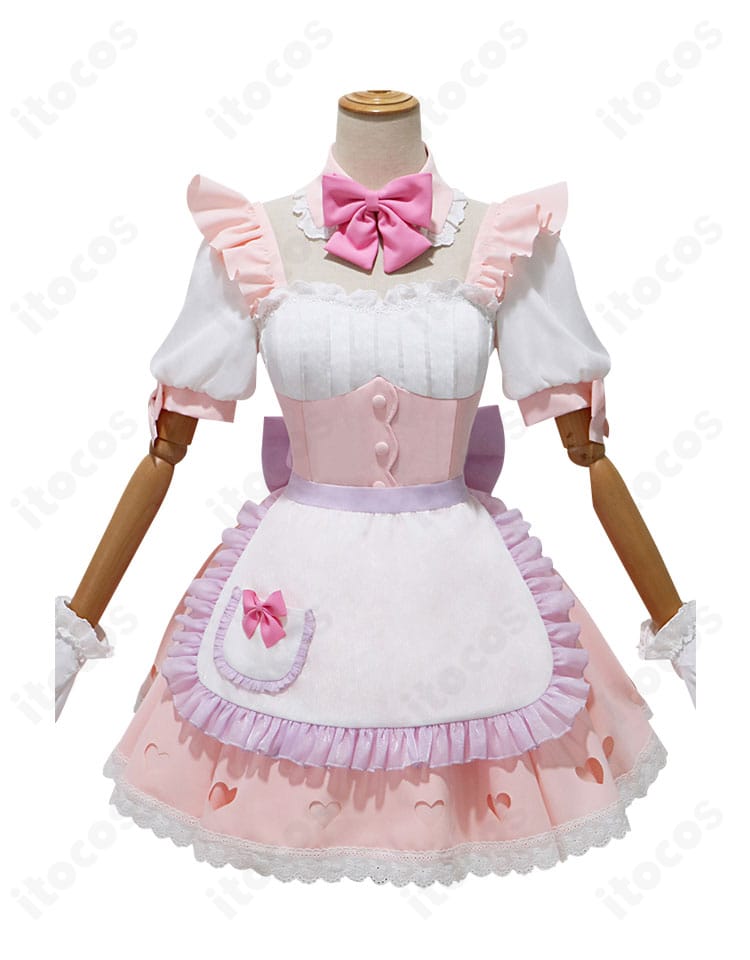 Re:ゼロ ラム 夢かわメイド衣装 正面全身。胸元フリルとエプロンのラインがわかる高再現デザイン