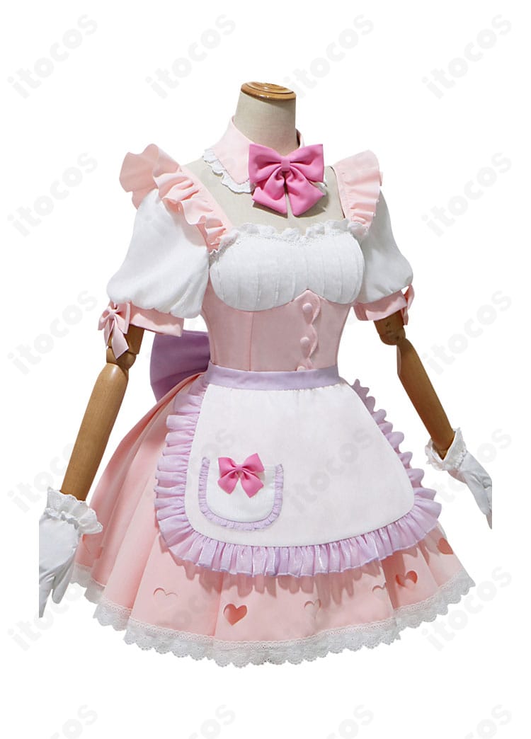 Re:ゼロ ラム 夢かわメイド衣装 側面。ウエストシェイプとスカートのフレアシルエットを強調