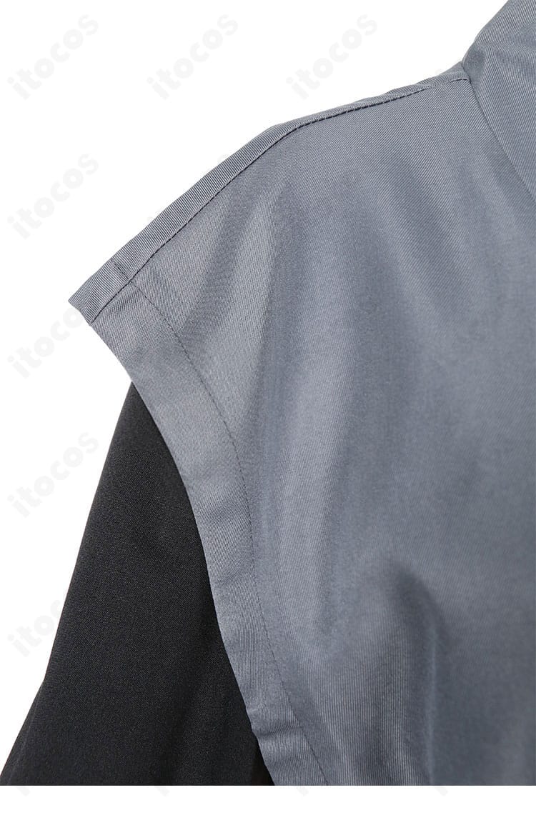 肩と袖の装飾ディテール。ゴクウブラックらしい武道着の力強いデザインを強調。