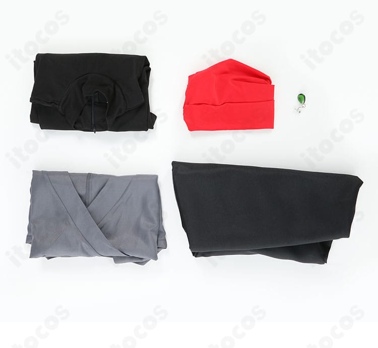 セット内容一覧の画像。ベスト、トップス、ズボン、帯の4点セットをひと目で確認可能。