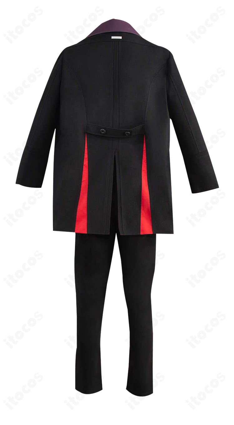 恋と深空 シンのコスプレ衣装 背面。背中の切り替え線と裾の広がり、背面装飾の配置が分かる