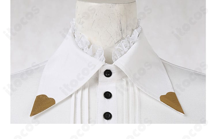 七種茨 コスプレ衣装の襟元ディテール。留め部分と装飾の質感が分かる写真