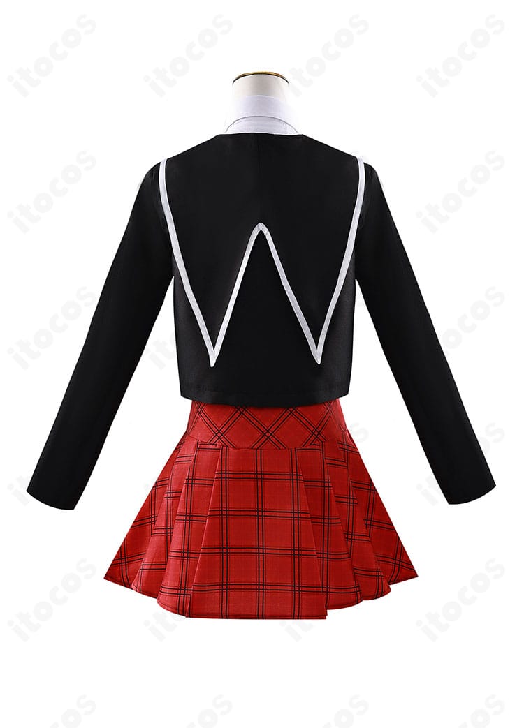 日奈森あむ ガーディアン制服コスプレ衣装の背面ビュー。披肩の形状とスカートのラインを確認