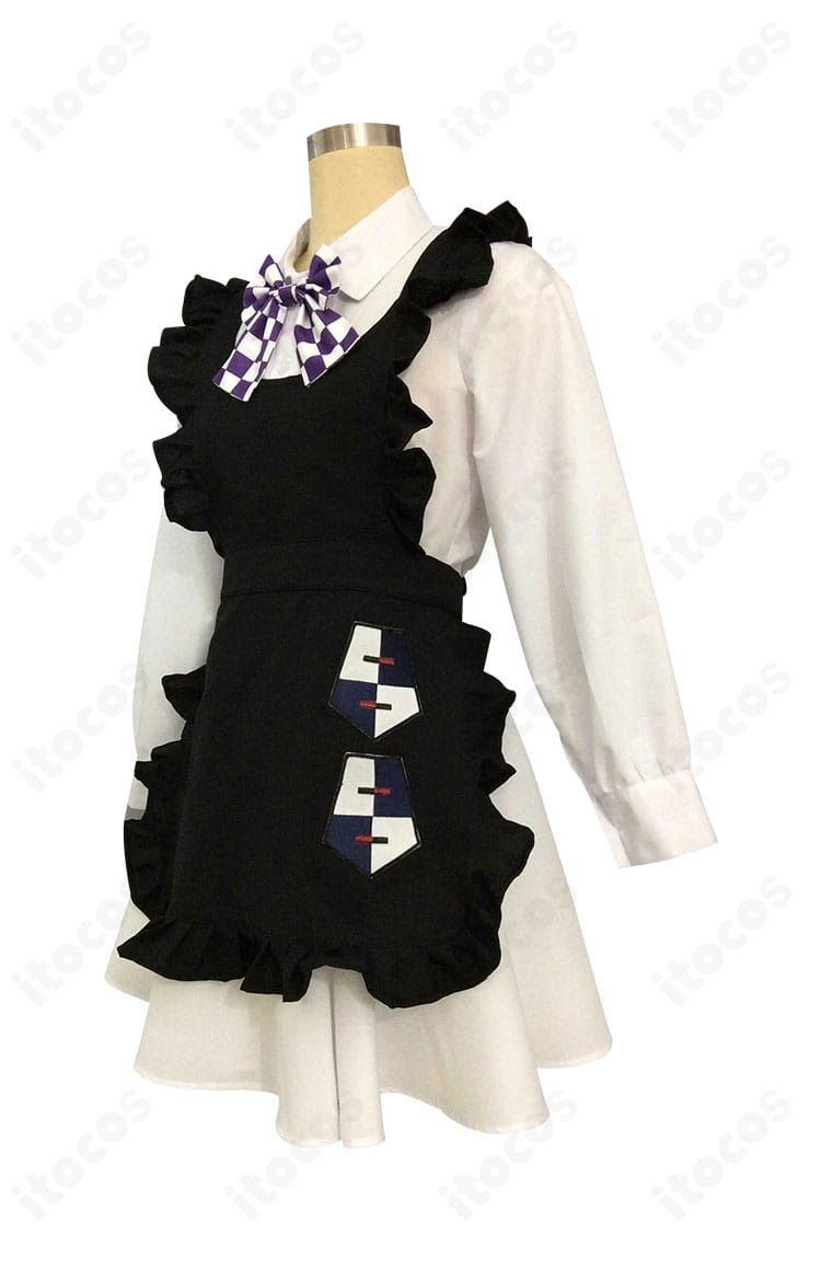 HK416 くろねこの贈りもの コスプレ衣装の側面画像。エプロンのサイドラインとスカートの落ち感、帽子・髪飾りの位置を確認可能。