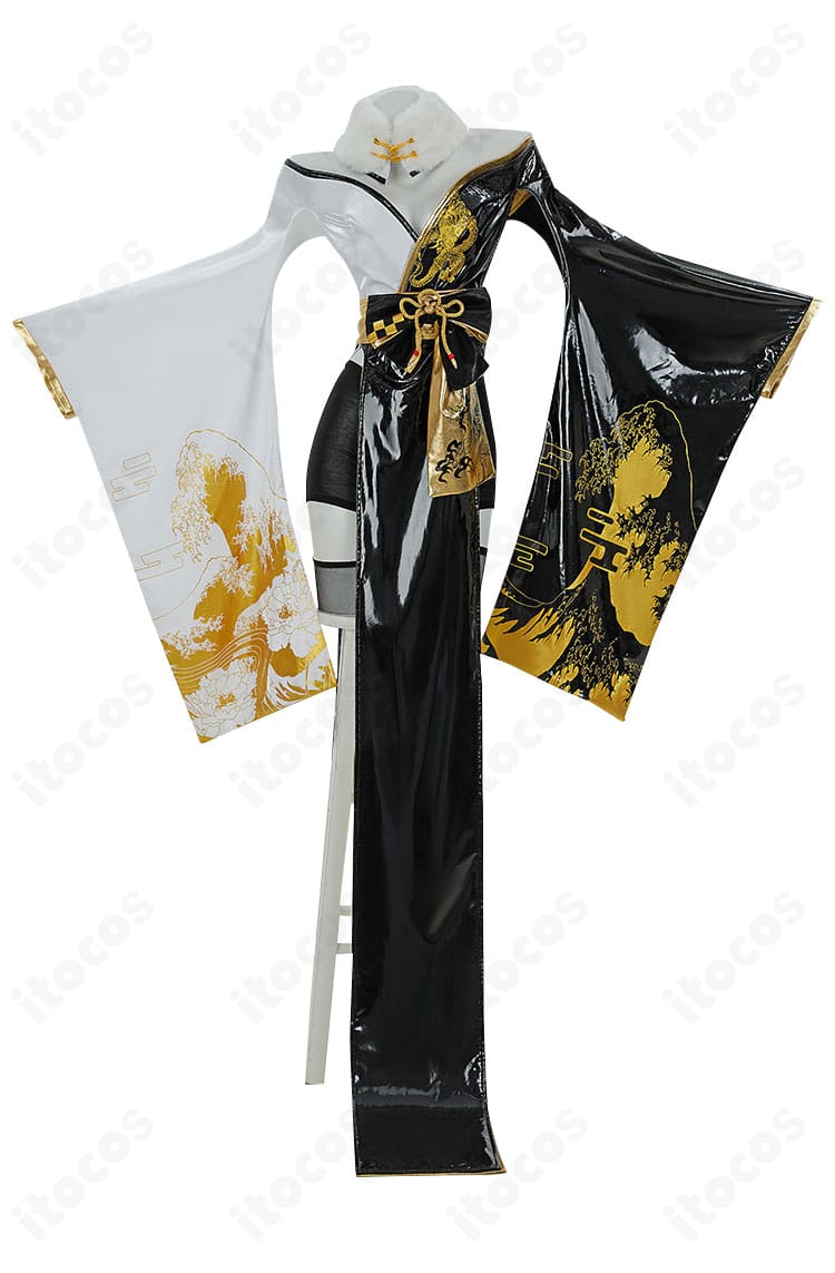 勝利の女神：NIKKE ノワール ブラックラビット衣装の正面図。トップスとコルセットベルトの形状が確認できる高再現カット。